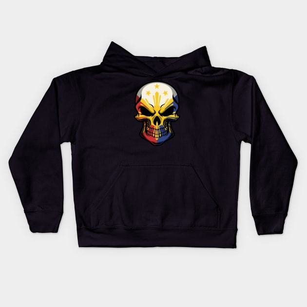 FLAG OF THE PHILIPPINES ON SKULL EMBLEM Kids Hoodie by VERXION